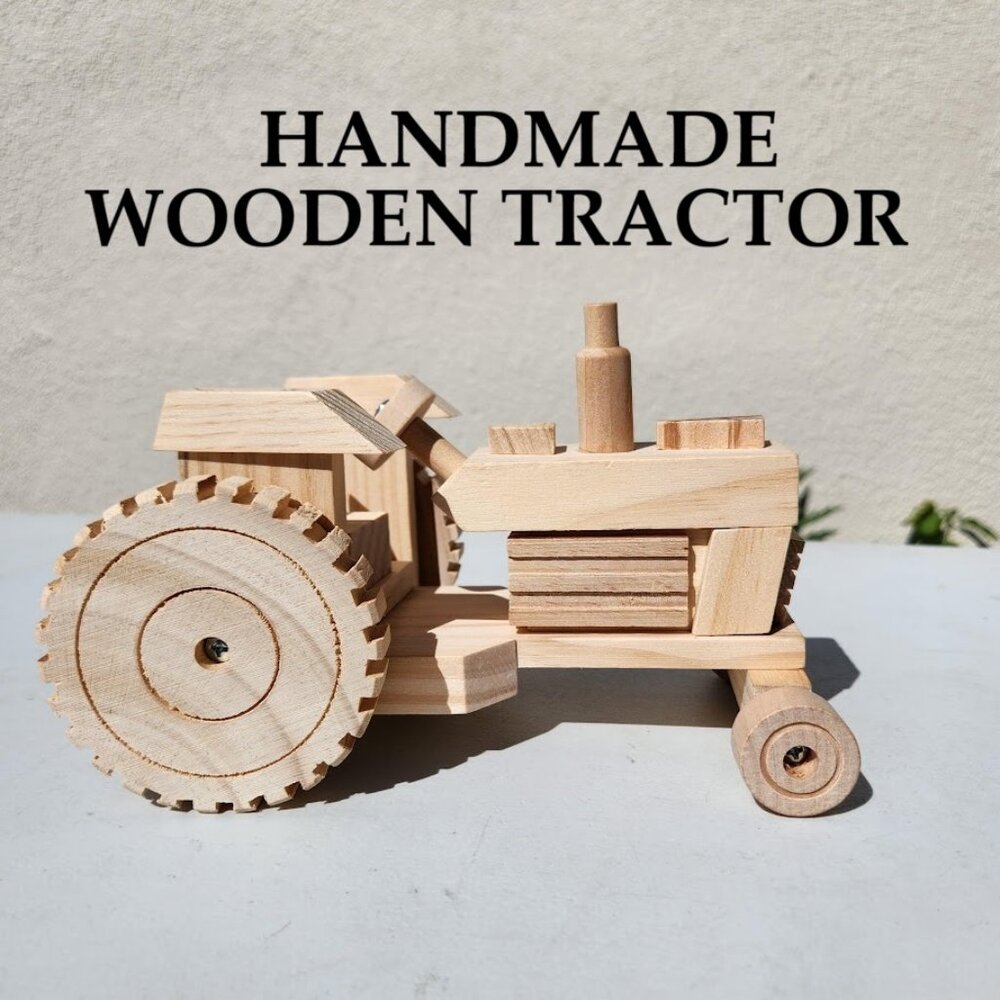 NEW HANDMADE Wooden Tractor Toy Farm Farming Paint-it-Yourself Craft Hand Built
